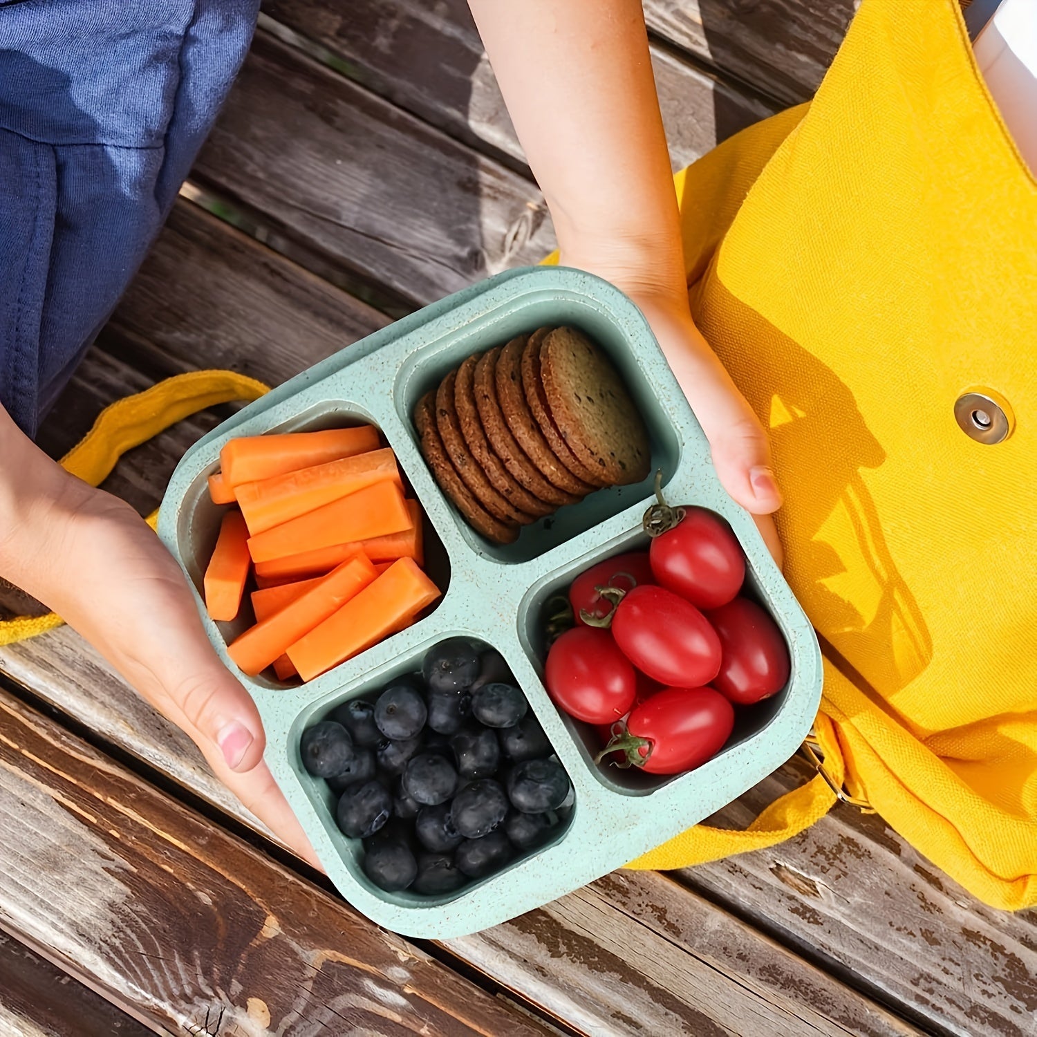 2-Piece Bento Box Set with Lids, 4-Compartment Meal Prep Container – Perfect for Meal Prep, Camping, Office – Microwave & Dishwasher Safe (4 Colors Available) – Back-to-School Lunch Box