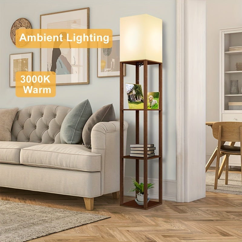 1 piece shelf pole lamp, modern 3-tier 9W LED bulb reading bedside light, narrow corner night light suitable for bedroom and living room