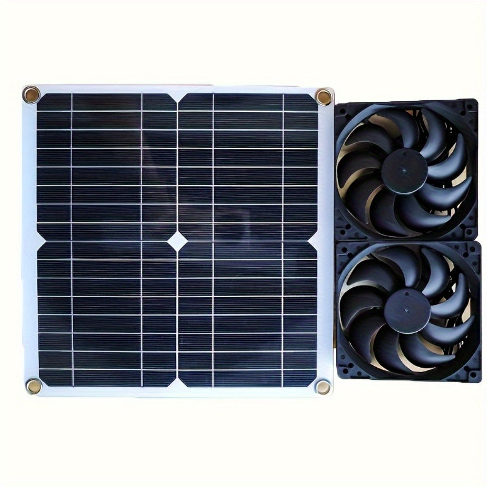 20W Solar Fan Kit, Dual Fan Cooling & Ventilation, Perfect for Chicken Coop, Greenhouse and Shed, Solar Panel with Adjustable Mounting Bracket