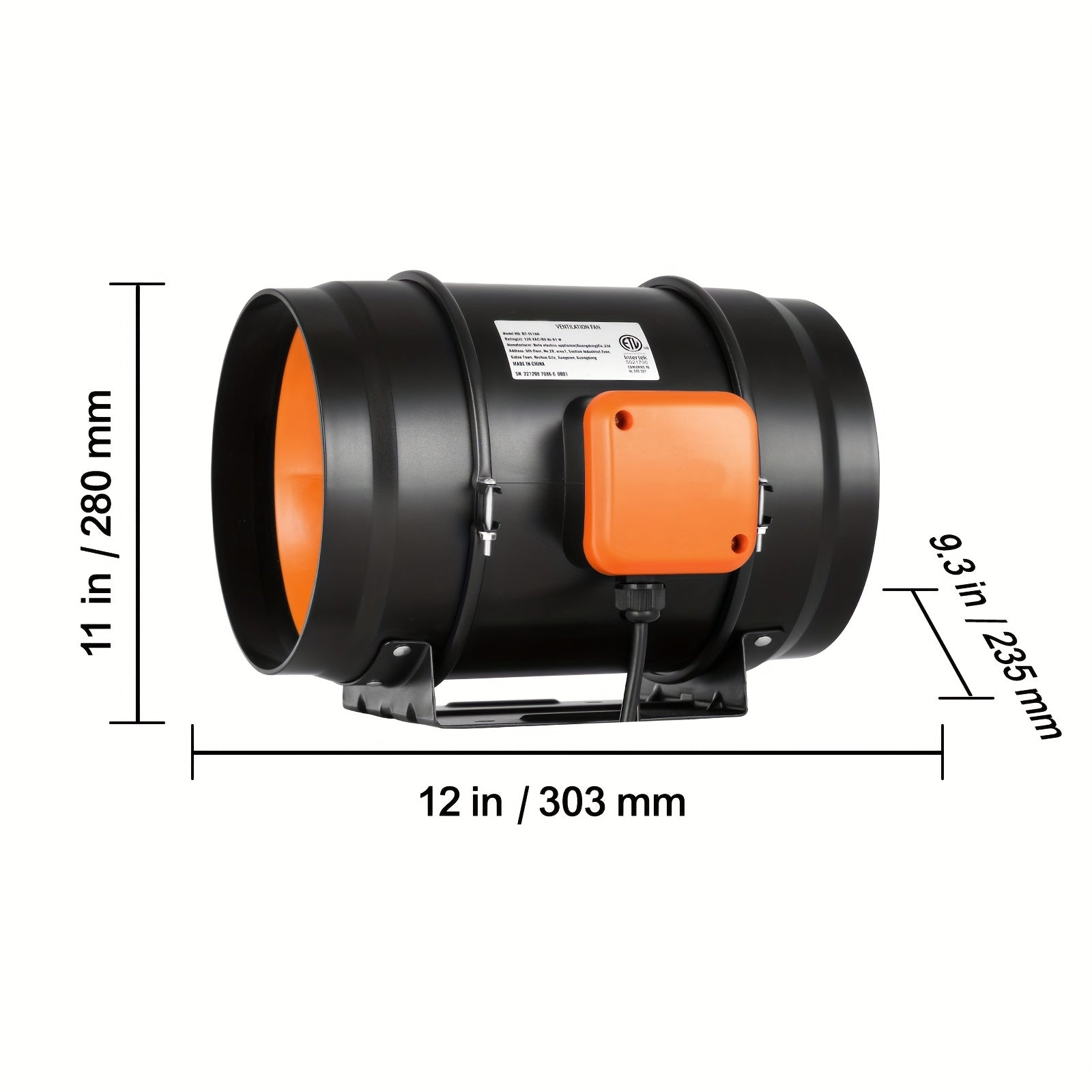 VEVOR 6"/8" Inline Duct Fan, HVAC Exhaust Blower Kit with AC Variable Speed Control