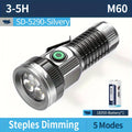 M60+2XPE Flashlight SMILING SHARK Ultra Bright 5 Modes Magnetic Strong Light Stepless Dimming Type-C Charging Metal Clip Pocket Size for Outdoor Camping Hiking Adventure