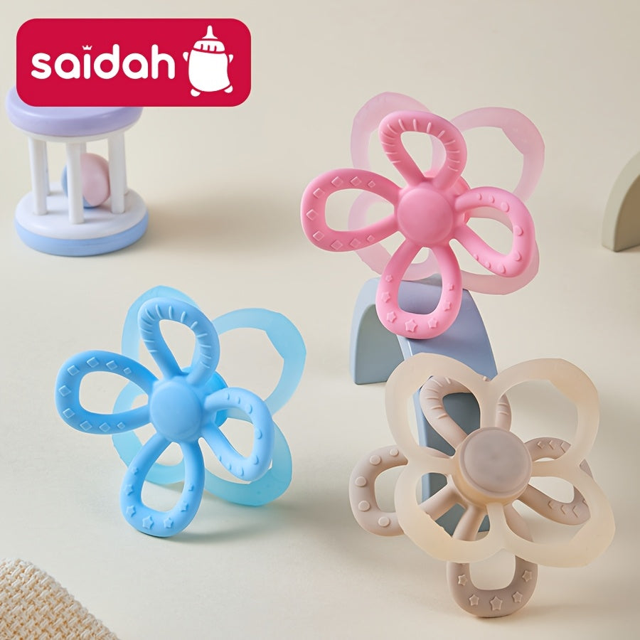 1或2件装 SAIDAH 柔软硅胶磨牙球 - 可拆卸花瓣层牙胶玩具，多种颜色可选，促进婴幼儿抓握能力与牙龈发育