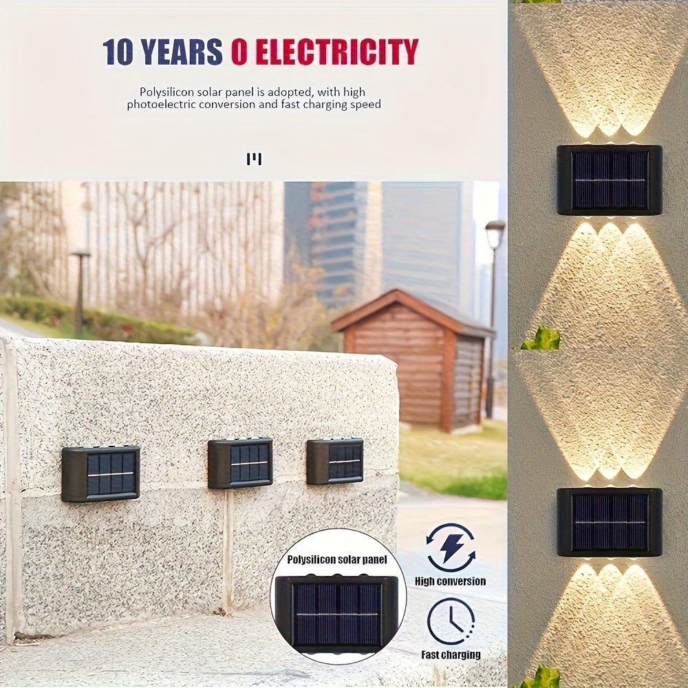 2-pack solar LED lights, outdoor solar spotlights, landscape balcony exterior wall decorative solar wall lights, outdoor exterior wall mounted lights, dusk to dawn, suitable for outdoor garden walls, pathway wall lights, warm/cool color optional