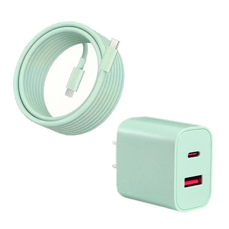 A Fast Dual USB-C Adapter with Two Ports for Quick Charging, Featuring a 6-Foot Cable, Compatible with Android Devices, Tablets, And More, Perfect for The Holiday Season