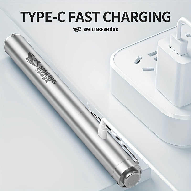 SMILING SHARK YK1960 LED Flashlight Mini Pen Style High Light White & Yellow Dual Light Source Type-C Charging Aluminum Alloy Body Pocket Clip Portable for Dental Ophthalmic Examination