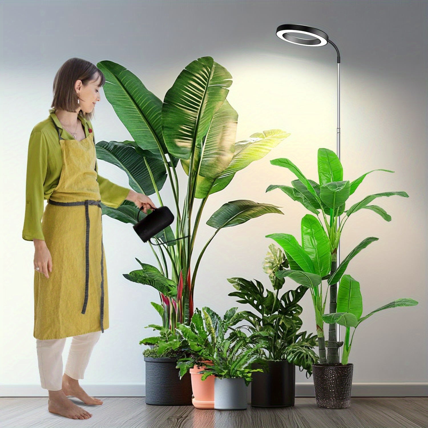 Plant Grow Light, Full Spectrum Indoor Grow Lamp with Gooseneck, 3 Color Temperature Modes & 10-Level Dimmable, 3/6/12H Timer, 65-Inch Tall, Ideal for Large Plants