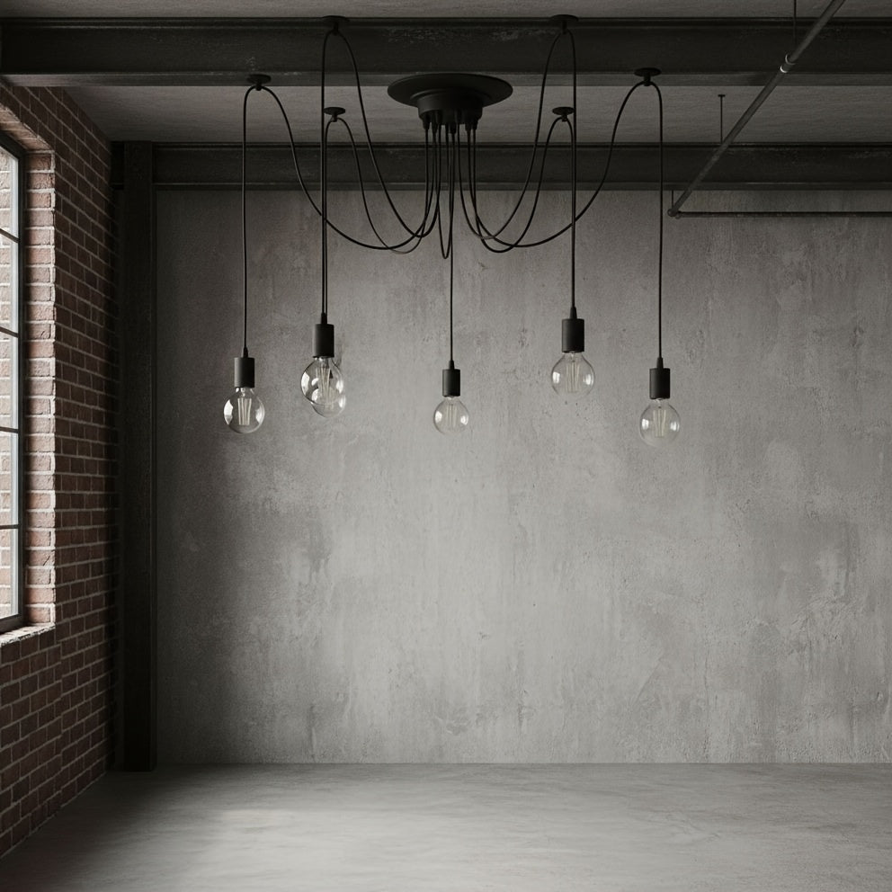 One-Pack, 6-Arm Spider Chandelier Ceiling Pendant Light, Vintage Style, Punk Style, Modern Style Pendant Light, Adjustable DIY, Hanging Fixture Suitable for Dining Room, Kitchen, Bedroom