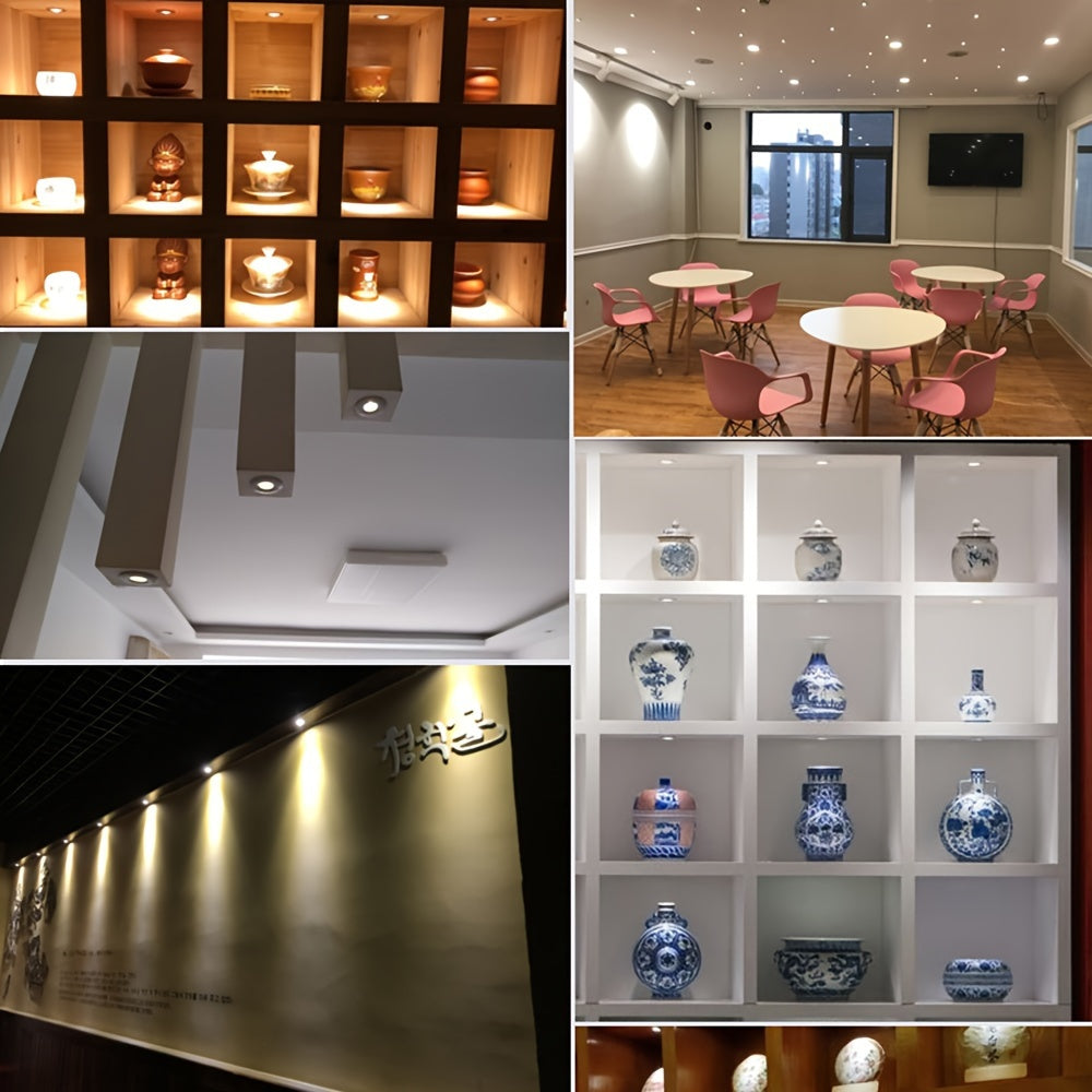 9-pack 1W mini cabinet spotlight, 15mm recessed LED downlight, DC12V ceiling downlight, indoor stair spotlight, dimmable ambiance spotlight, KTV party hallway lighting