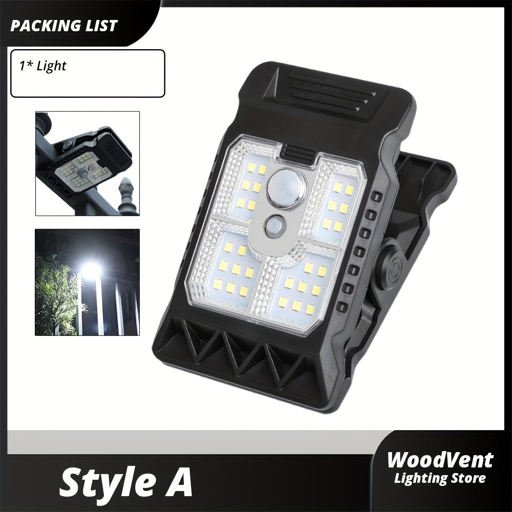 1 Outdoor Solar Light with Motion Sensor, These Portable Clip-On LED Garden Lights are Suitable for Various Purposes such as Maintenance, Camping, Fishing and Street Lighting, Available in Three Different Styles