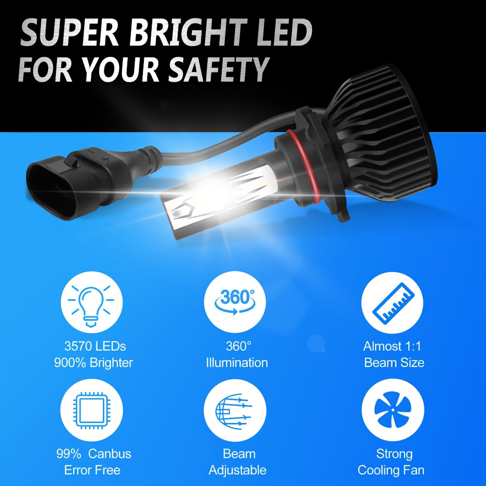 2-Pack H7 LED Bulbs 9005/HB3 9006/HB4 CANBUS Headlight Bulbs 210W Power Dual-Side CSP Chip 6500K Super White Light + 900% Brightness Increase 60,000 Hours Lifespan 12V/24V Universal