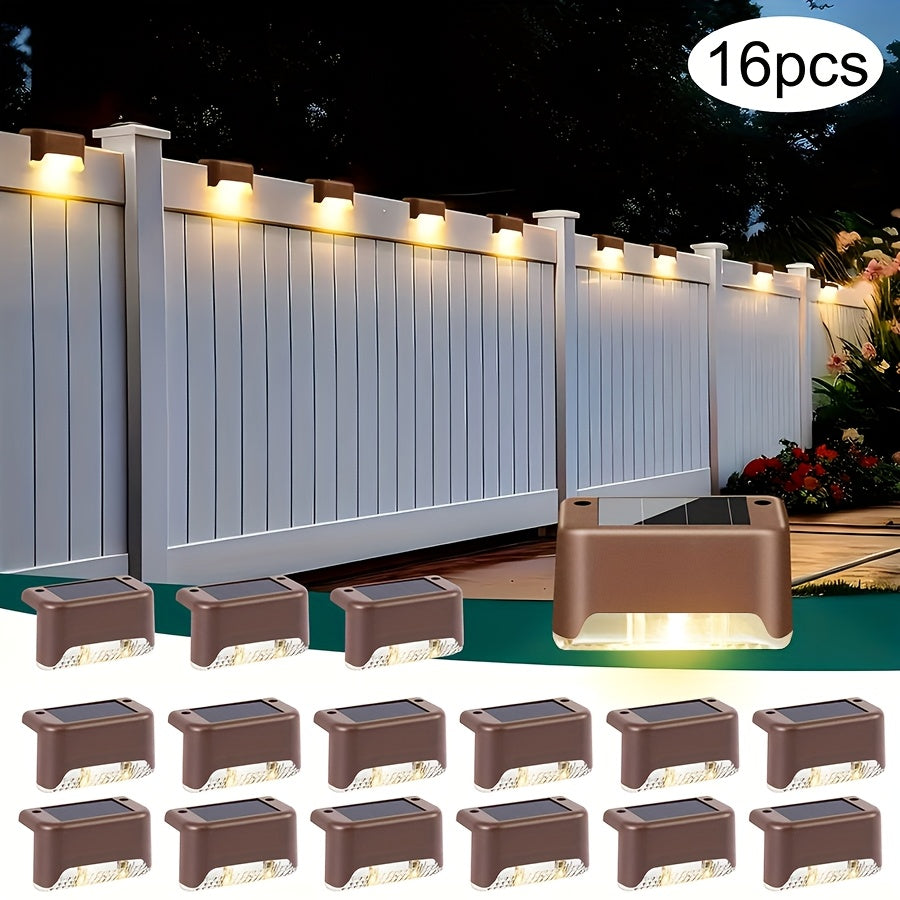 32/16/8 Pack Solar Outdoor Light, LED Solar Ground Insert Light, Solar Step Light, IP44 Waterproof, Courtyard Decorative Light, Solar Fence Light for Stairs, Steps, Railings, Courtyard, Patio and Walkways (Warm White)