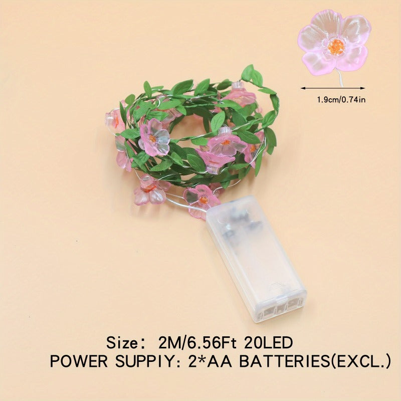 1条78.74英寸樱花花环带仙女灯 | 20个LED灯丝，-电源，非常适合卧室、墙壁、圣诞节、情人节、婚礼、生日装饰