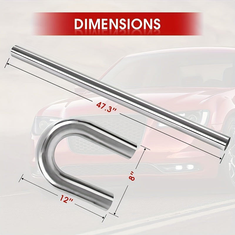 8-Piece Exhaust Pipe Kit, 304 Stainless Steel, Polished Finish, 1.2mm Wall Thickness, 2.5-Inch Inlet Diameter, Single Box Packaging Size 1240*290*155mm, Weight 10.8KG.