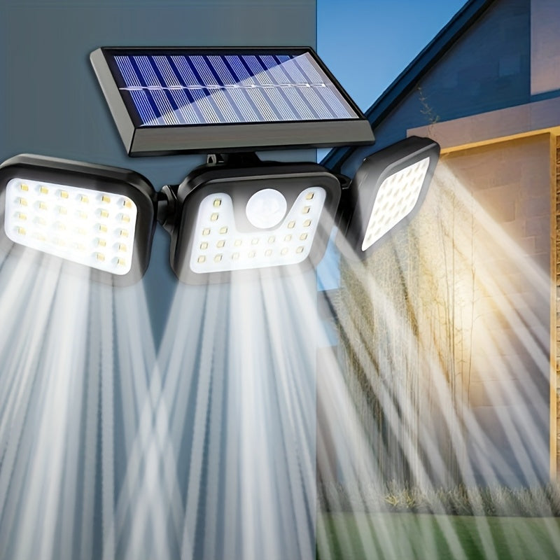 Solar LED Wall Light | 3-Head Outdoor Lighting | IP55 Waterproof | Solar Powered with Motion Sensor | Durable ABS and PC Material | Perfect for Garden, Courtyard, Garage | Halloween and Christmas Decoration