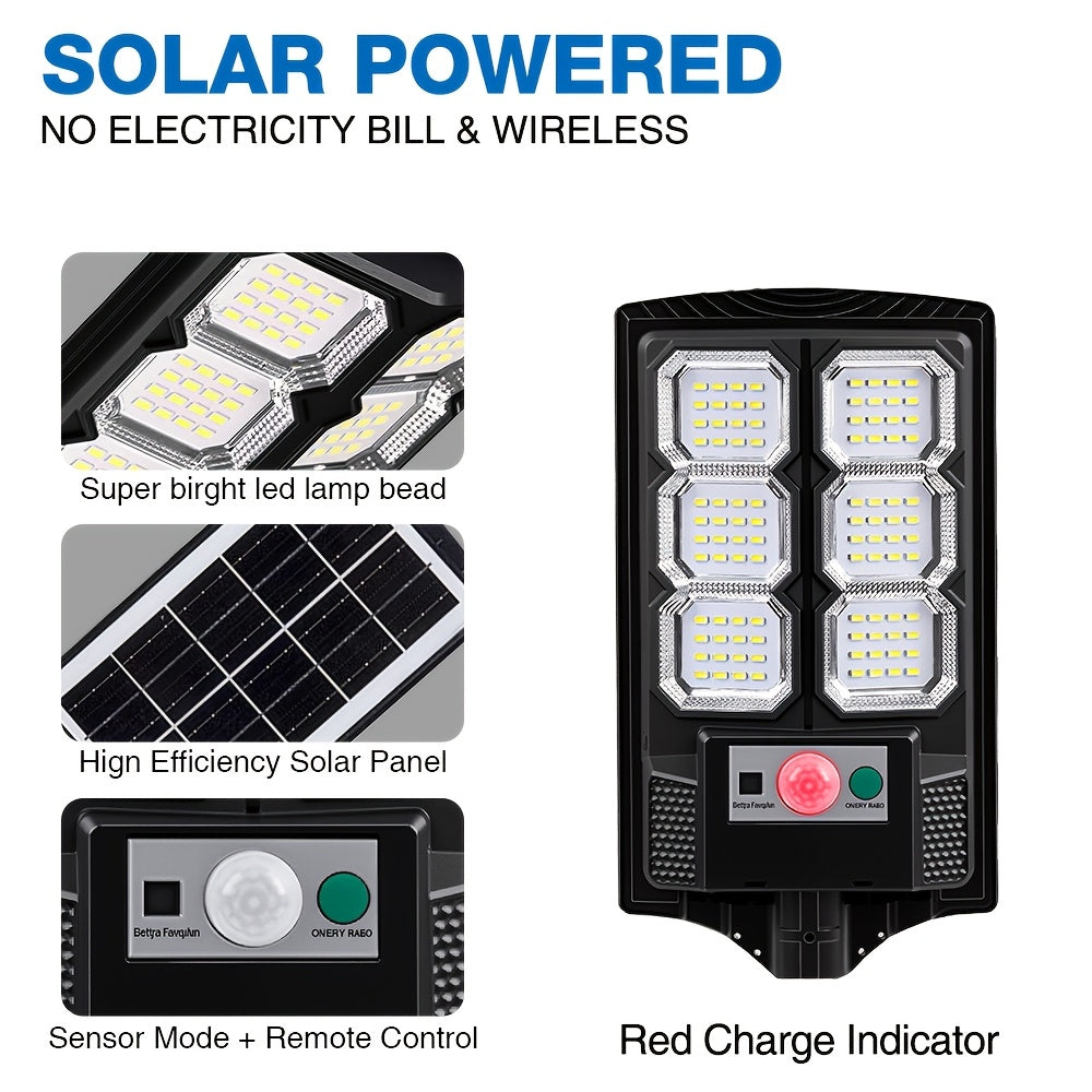 1pc/2pcs - Outdoor Solar LED Floodlight, Outdoor Solar Street Light, Dusk-to-Dawn, 13000 Lumens Brightness, Solar Wall Mount Light with Motion Sensor and Remote Control, Perfect for Courtyard, Parking Lot, Warehouse or Driveway.