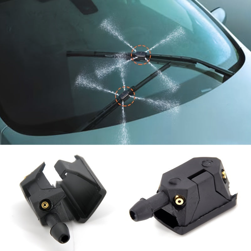 2-Piece Windshield Wiper Washer Nozzle Adjustable 4-Way Upgrade – Fits 8mm & 9mm Wiper Arms, Auto Replacement Part