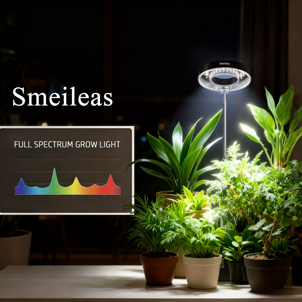 2-Pack Smeileas Full Spectrum Magnetic LED Grow Light, 3/6/9H Auto Timer, 4 Brightness Levels, 360° Rotatable, Height Adjustable & Detachable Lamp Head, Perfect for Syngonium, Aglaonema, Succulents, Mint & Plant Lovers