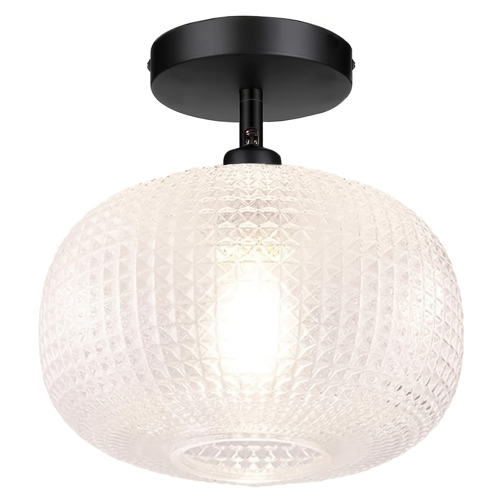 Glass Ceiling Light Globe Flush Mount Fixture Modern Farmhouse Lighting Semi-Flush Mount Light Suitable for Kitchen Hallway Bedroom Entryway Laundry Room Living Room Dining Room E26/E27 Base (Bulb Not Included)