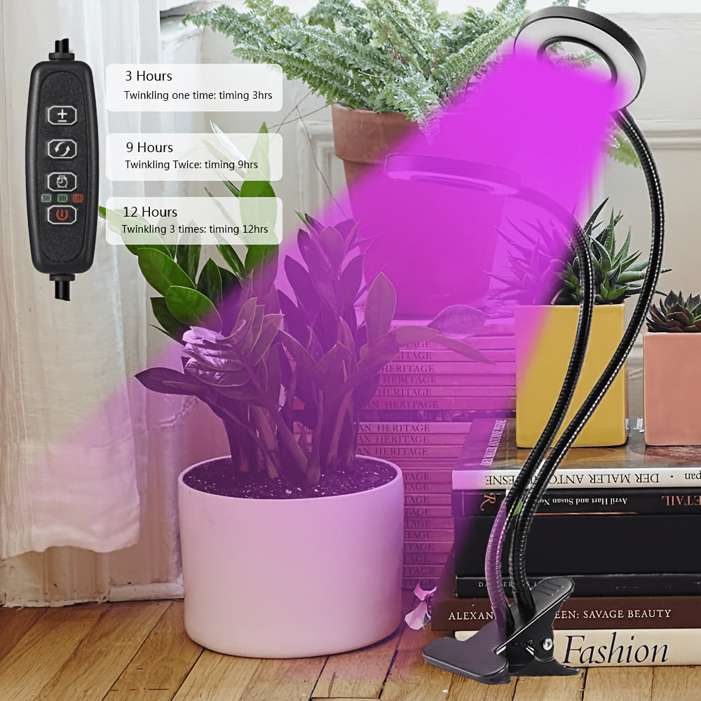 Full Spectrum LED Plant Grow Light, Desktop & Bookshelf Use, USB Powered Dimmable, Blue Red Dual Light Source, 3/9/12H Timer & 4 Brightness Levels, Ideal for Indoor Succulents, Perfect Holiday Gift