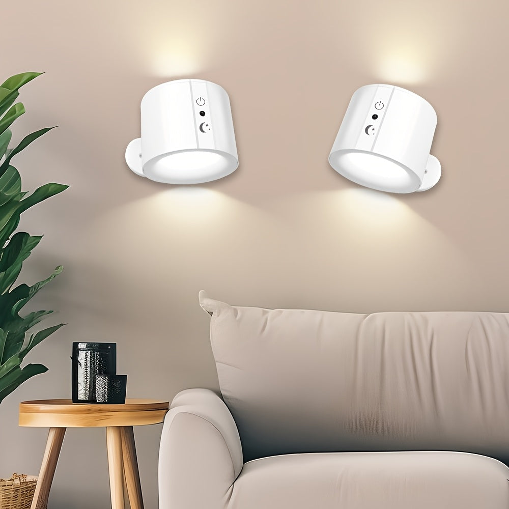 GVTCC Indoor Wall Light Double-Side Wall Light 360° Rotation 3 Color Modes Touch and Remote Control USB Charging Rechargeable Lithium-Ion Battery Modern Living Room Bedroom Modern Lighting Adjustable Brightness Touch Control