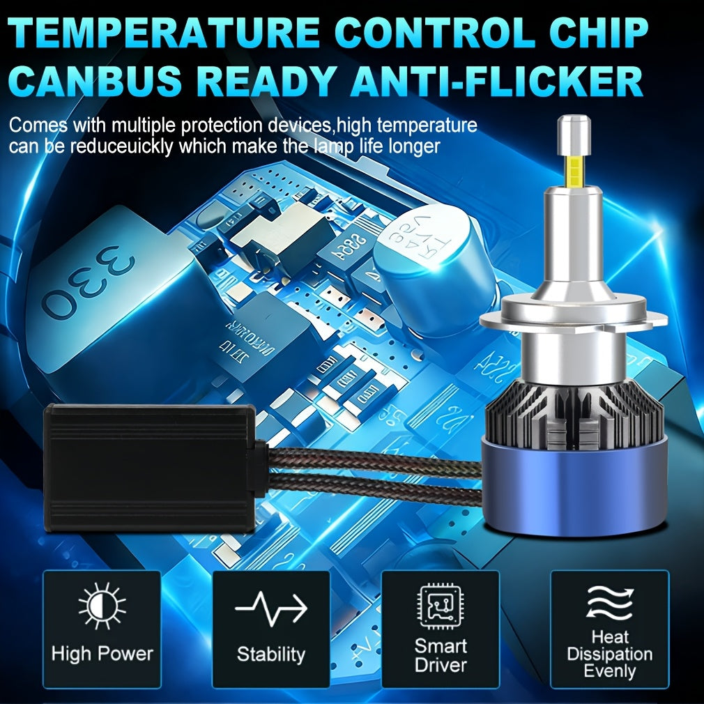 H7 LED Headlight Bulb Canbus Four-Side Chip Turbo Fan Mini Car Light 6500K H11 H1 HB3 9005 HB4 9006 9012 for Car