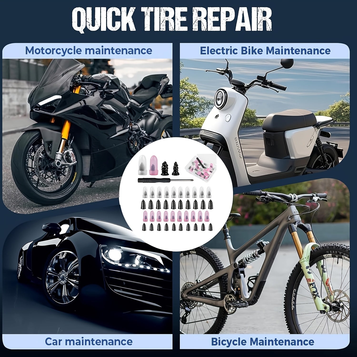 11-Piece Vacuum Tire Repair Nail Set: Includes 10 Repair Nails and 1 Screwdriver, for Quick Tire Repair for Cars, Motorcycles, Trucks & Bicycles. This Portable & Durable Tire Repair Patch is an Essential Roadside Emergency Tool