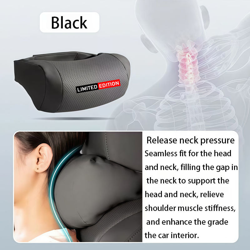 Limited Edition Sports Style Car Seat Headrest Nappa Leather Material, Neck Support Breathable Soft. Seat Cushion Comfortable and Relaxing, Fits Most Vehicle Models, Pressure Relief, Neck Support, Ergonomic Contour Shape