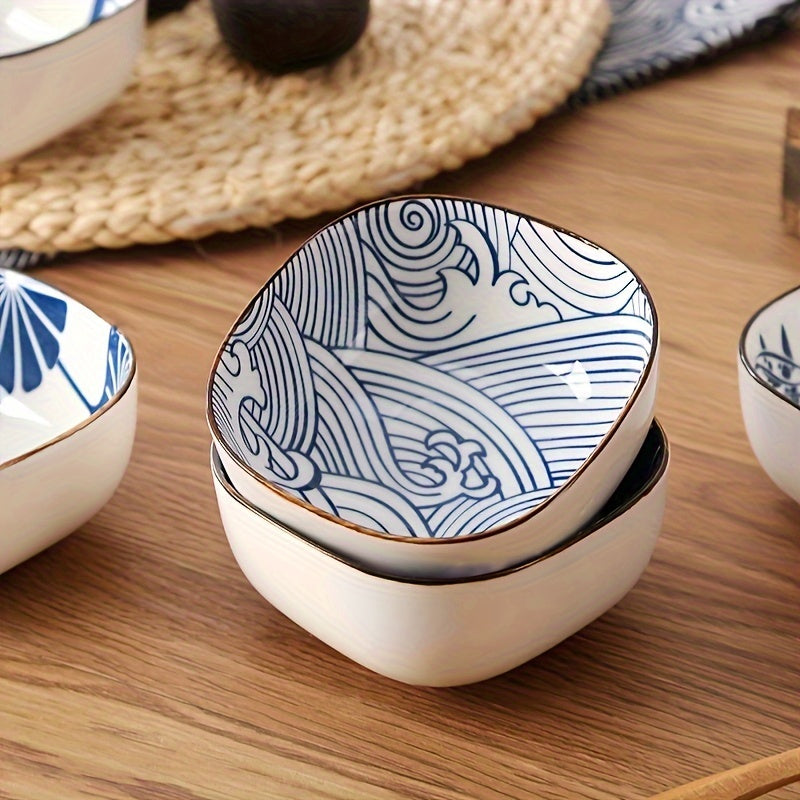 6-Piece Japanese Vintage Ceramic Small Plates – Sauce Dish, Snack Plate, Nine-Grid Hot Pot Home Seasoning Dish – Perfect for Home Kitchen, Western Restaurant Parties & Other Uses