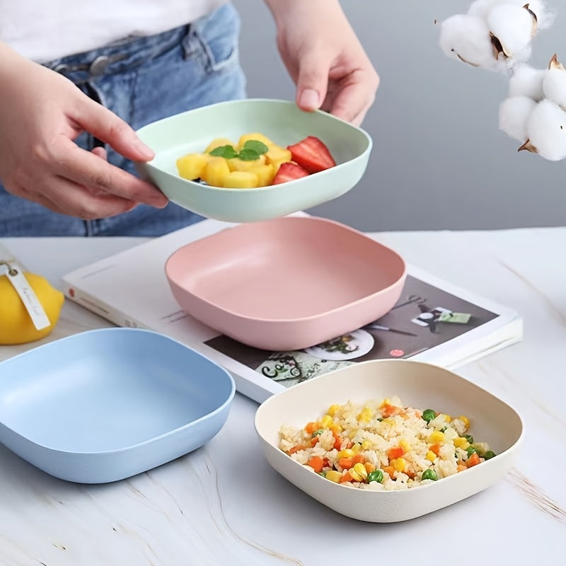 4/5Pcs Square Deepened Plates, Thickened Lightweight Dinner Plates, Microwave Safe & Dishwasher Washable, Easy Clean Stackable Shatterproof Tableware, Ideal for Fruit Salad Dessert Party Camping & Back to School