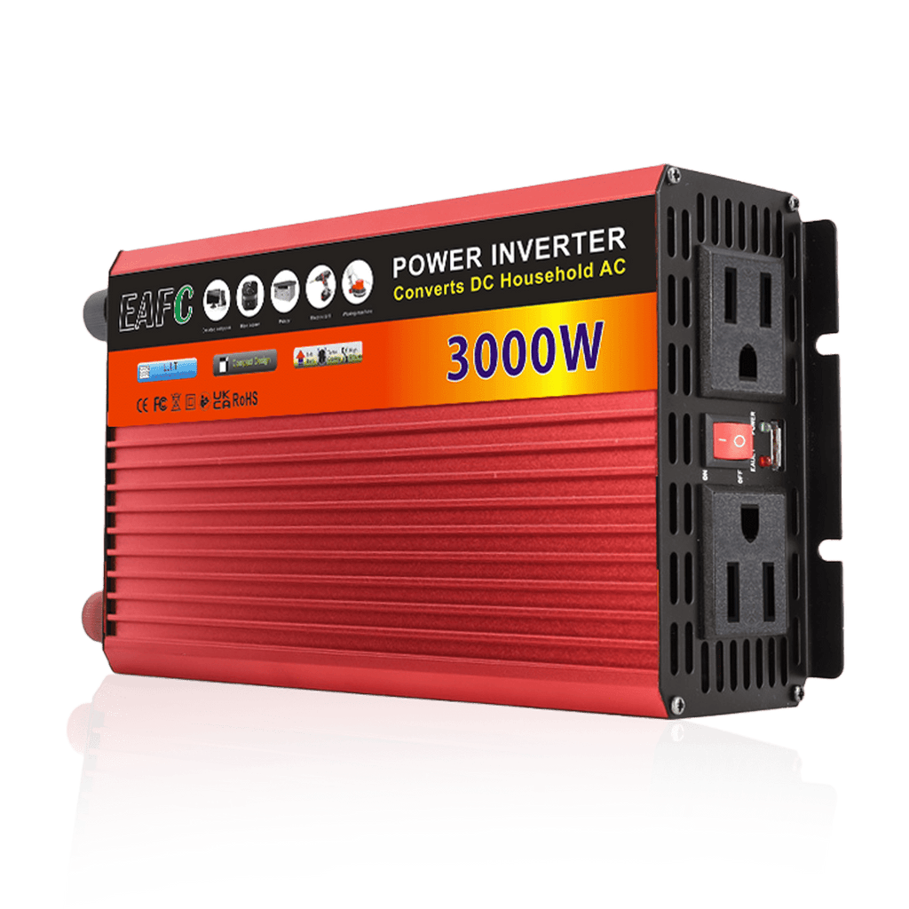 美标插头3000W峰值便携车载逆变器，12V转130V电源转换器，适用于卡车及户外的高容量耐用太阳能逆变移动电源