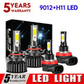 9005+9006 / 9012+H11 LED Headlight Bulbs High/Low Beam Combo Set Super Bright White Light 4-Pack New Upgraded Chip Design Plug-and-Play LED Bulbs Lifespan Up to 50,000 Hours Fits 9005+9006, 9012+H11 Models