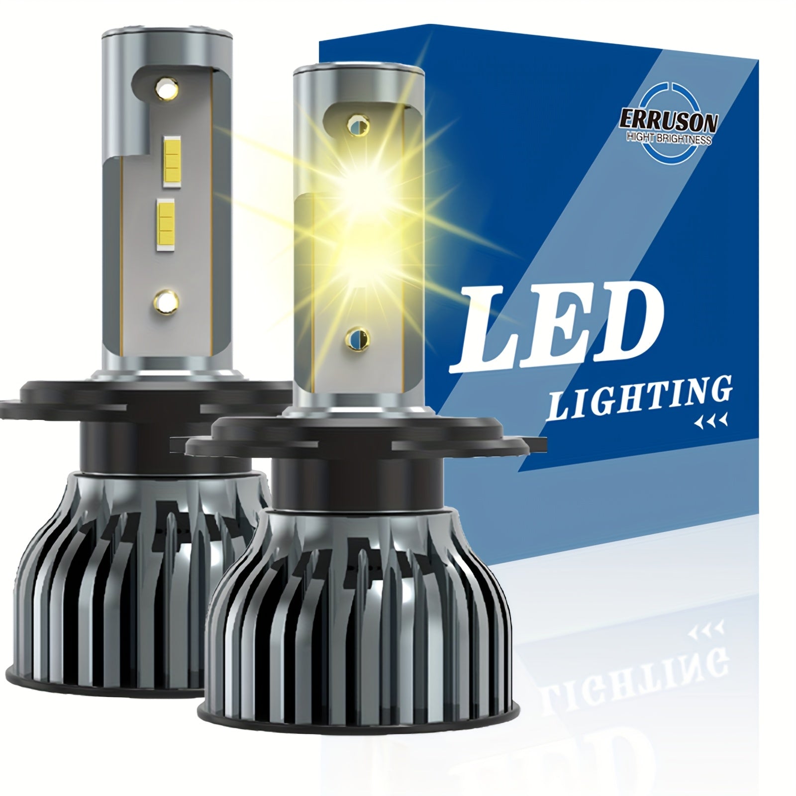 Erruson 2-Pack Dazzling Car Bulbs 9005/HB3 9006/HB4 H11 H4 H7 H1 High/Low Beam Dual-Use Turbo Light, 30000 Lumens 300W 3000K/4300K/6000K/8000K/25000K Car Light, 700% Brightness