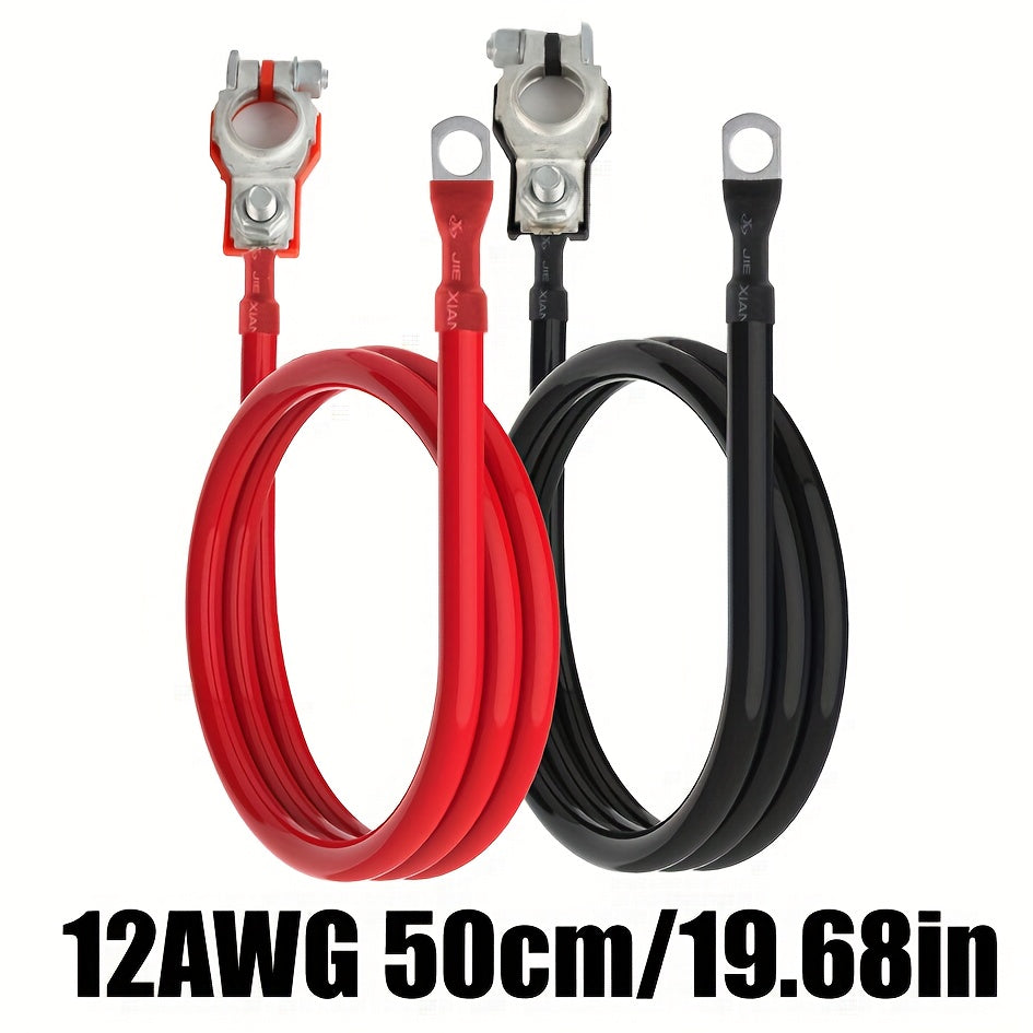 10AWG/12AWG Battery Inverter Cable & Terminal Connector, Car Battery Terminal, Universal Top Post Negative Positive, RV - 30cm/11.81in, 50cm/19.68in, 1m/43in, Suitable for Car, Truck, Motorcycle, Solar Battery, No Battery Required