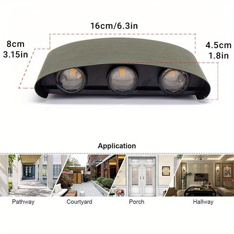 2 Pack LED Outdoor Wall Light Modern Aluminum Wall Lamp Up Down Light, Black Outdoor Fixture for Porch Garden Decoration (Warm/White Light)