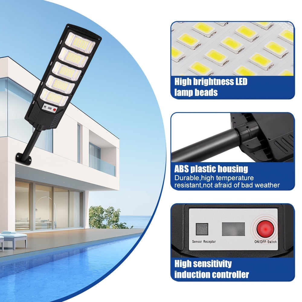 Super Bright Solar Motion Sensor Street Light, High Power LED Solar Outdoor Courtyard Light, with Remote Control and Motion Sensor, Wide Angle Illumination Light, Perfect for Garage, Backyard, Doorway, Street Lighting, Garde