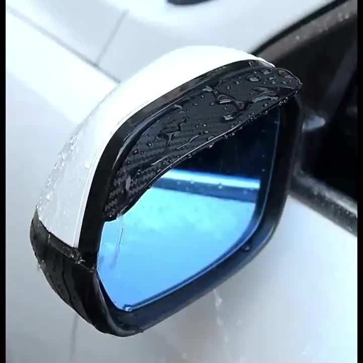 2Pcs Carbon Fiber Texture Car Side Mirror Rain Deflector - For Windproof Sun Visor, Reduces 90% of Raindrops, Enhances Clear Visibility, Sporty Style Exterior Upgrade, Mirror Rain Cover, Car Side Mirror Rain Cover, Car Window Rain Guard