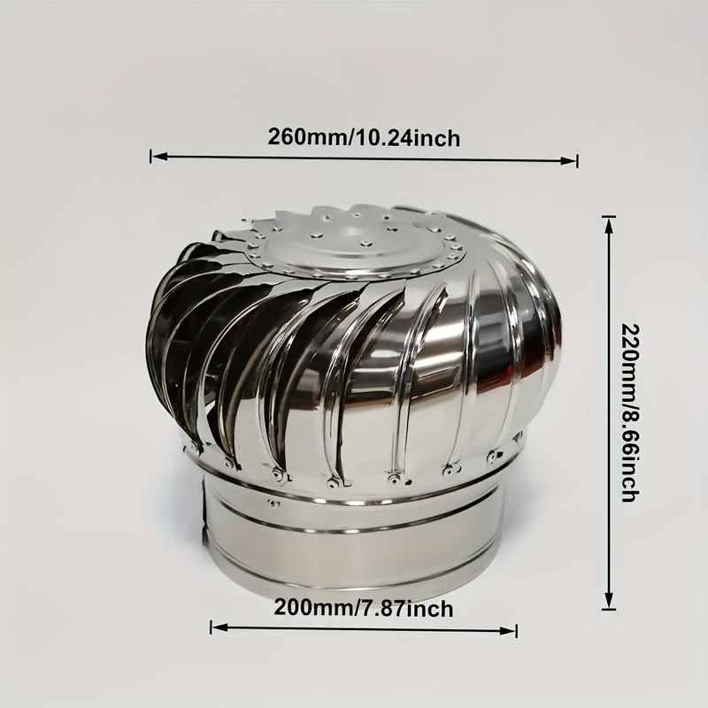 10.16cm-50.8cm Non-Electric Roof Ventilator, Heavy-Duty 201 Stainless Steel Wind Turbine Fan, Ventilation & Cooling for Factories, Farms & Homes, Power-Free Exhaust Fan for Industrial Facilities