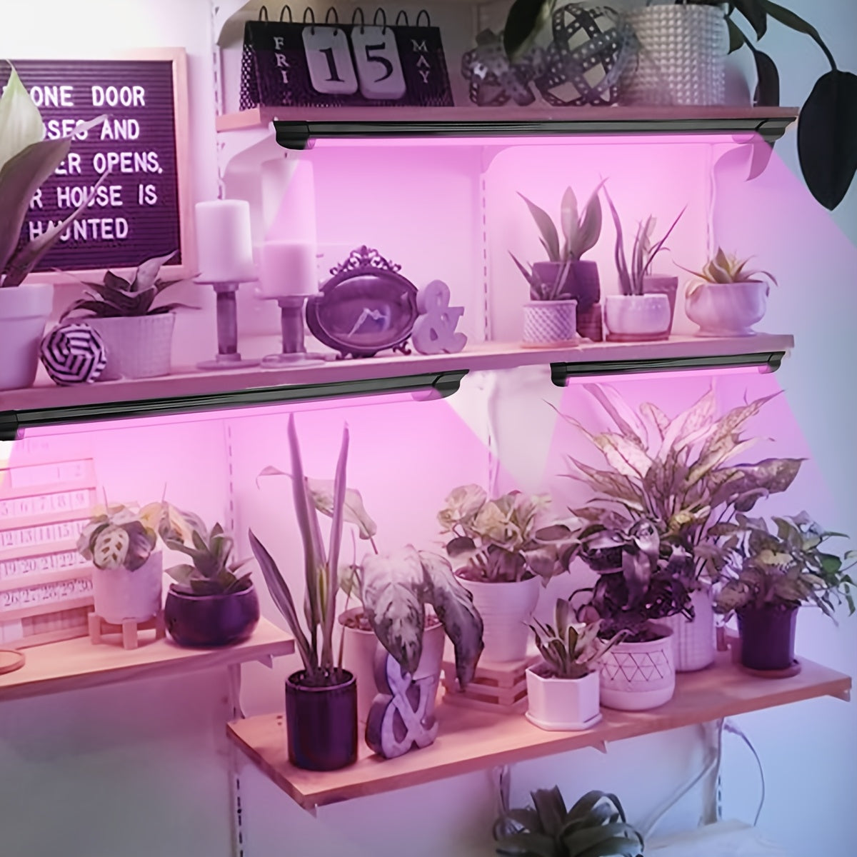 LED Full Spectrum Plant Grow Light Strip, 15.74in/19.68in Magnetic Grow Lamp, Smart Timing 2H/4H/8H, Equipped with Hooks, Easy to Install
