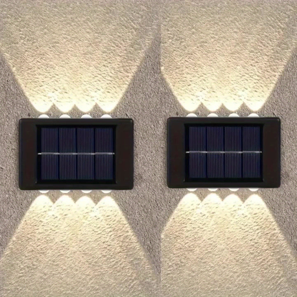 1-Piece 8-LED Solar Up and Down Wall Light, IP44 Outdoor LED Path Light, Suitable for Garden, Lawn, Courtyard and Fence Decoration – Light Up Your Courtyard with Solar Energy