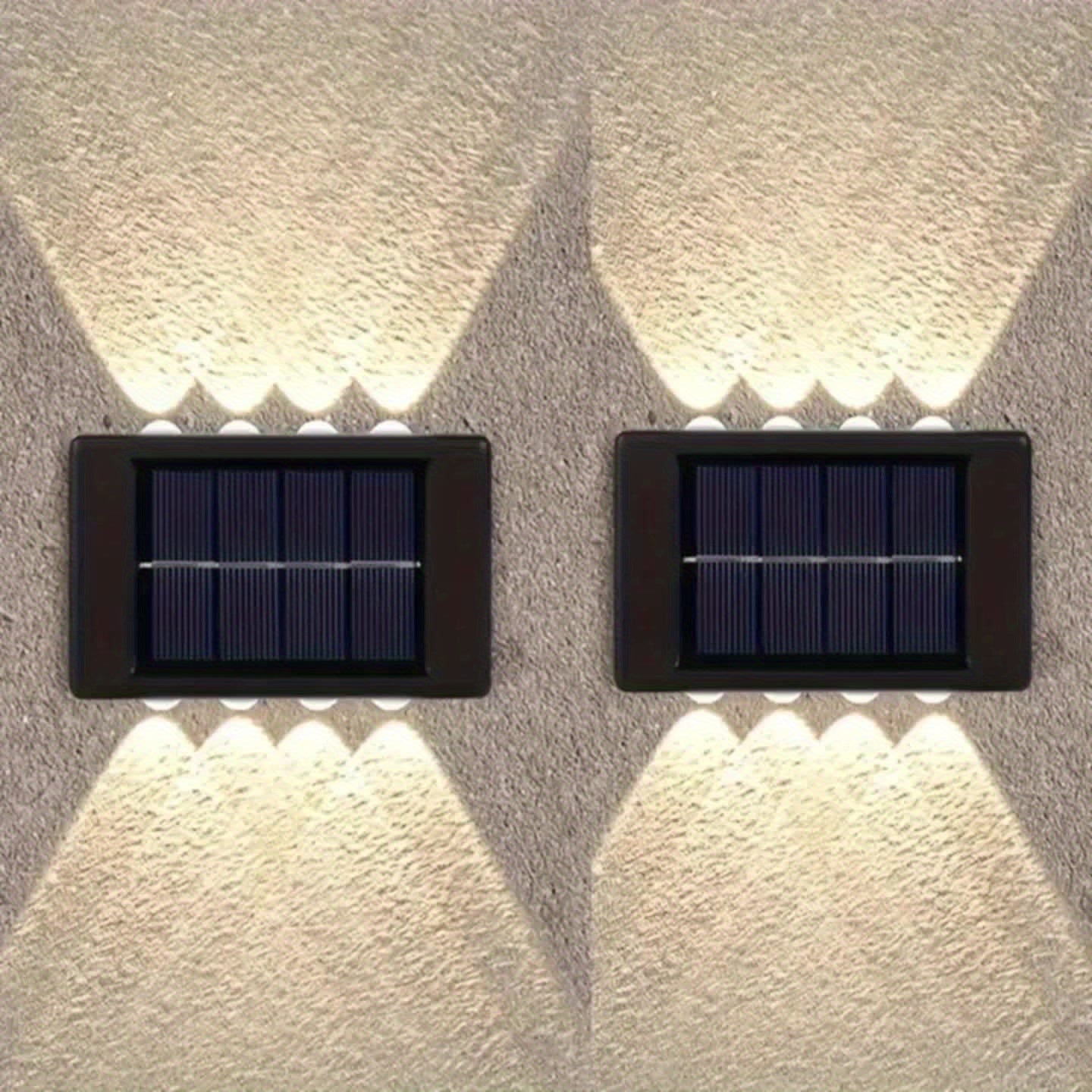 1-Piece 8-LED Solar Up and Down Wall Light, IP44 Outdoor LED Path Light, Suitable for Garden, Lawn, Courtyard and Fence Decoration – Light Up Your Courtyard with Solar Energy