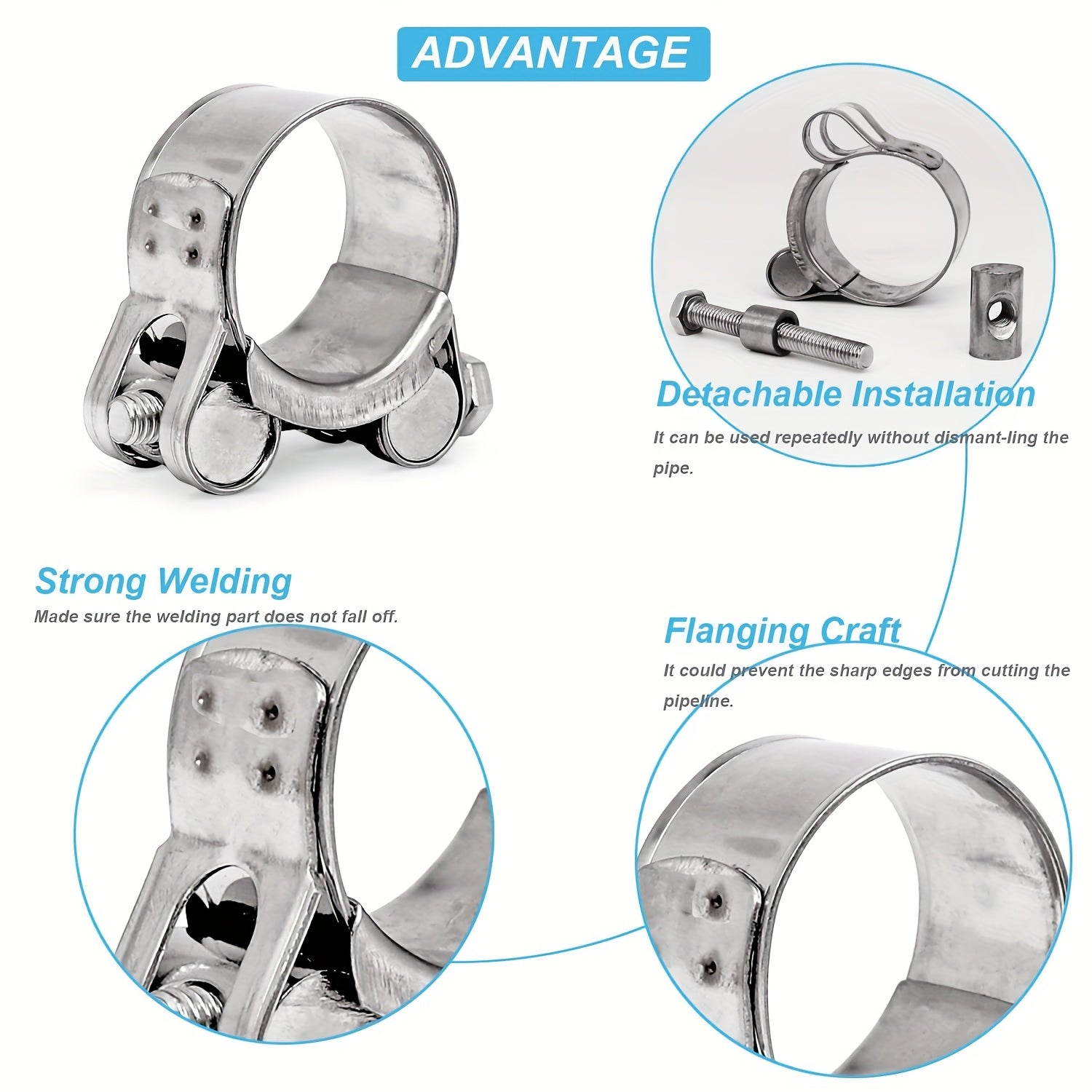 304 Stainless Steel Heavy-Duty European Style Hose Clamp