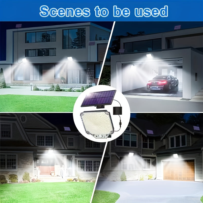 1 Pack 344 LED Solar Split-Type LED Street Light, Outdoor IP65 Courtyard Garden Lawn Driveway Security Light, with Remote Control, Dusk-to-Dawn Auto On/Off, Energy Saving, Bright, Long-Lasting and Durable