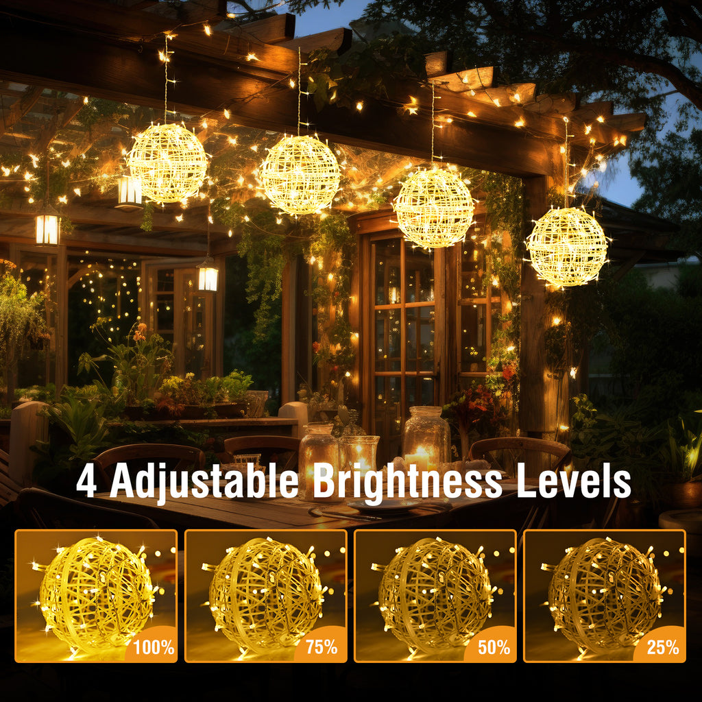 户外圣诞灯 - 84FT 50 LED RGB 颜色变换可连接灯串，专为圣诞装饰/节日装饰而设，非常适合户外节日树和庭院装饰