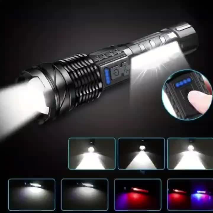Set of 2 Rechargeable LED Flashlights, COB Floodlight, Powerful USB Charging, Matte ABS Material. They Deliver 150-350 Lumens Brightness, Battery-Powered with Lithium Battery, Perfect for Outdoor Activities Like Camping