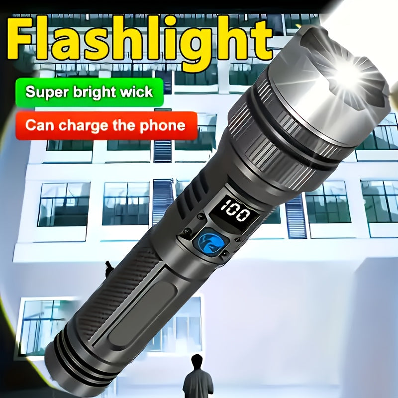1PC Rechargeable LED Flashlight, Portable Mini Type-C Charging Port, 3 Lighting Modes, Telescopic Focus Adjustable, Outdoor Emergency Light for Hiking Camping Work Cycling