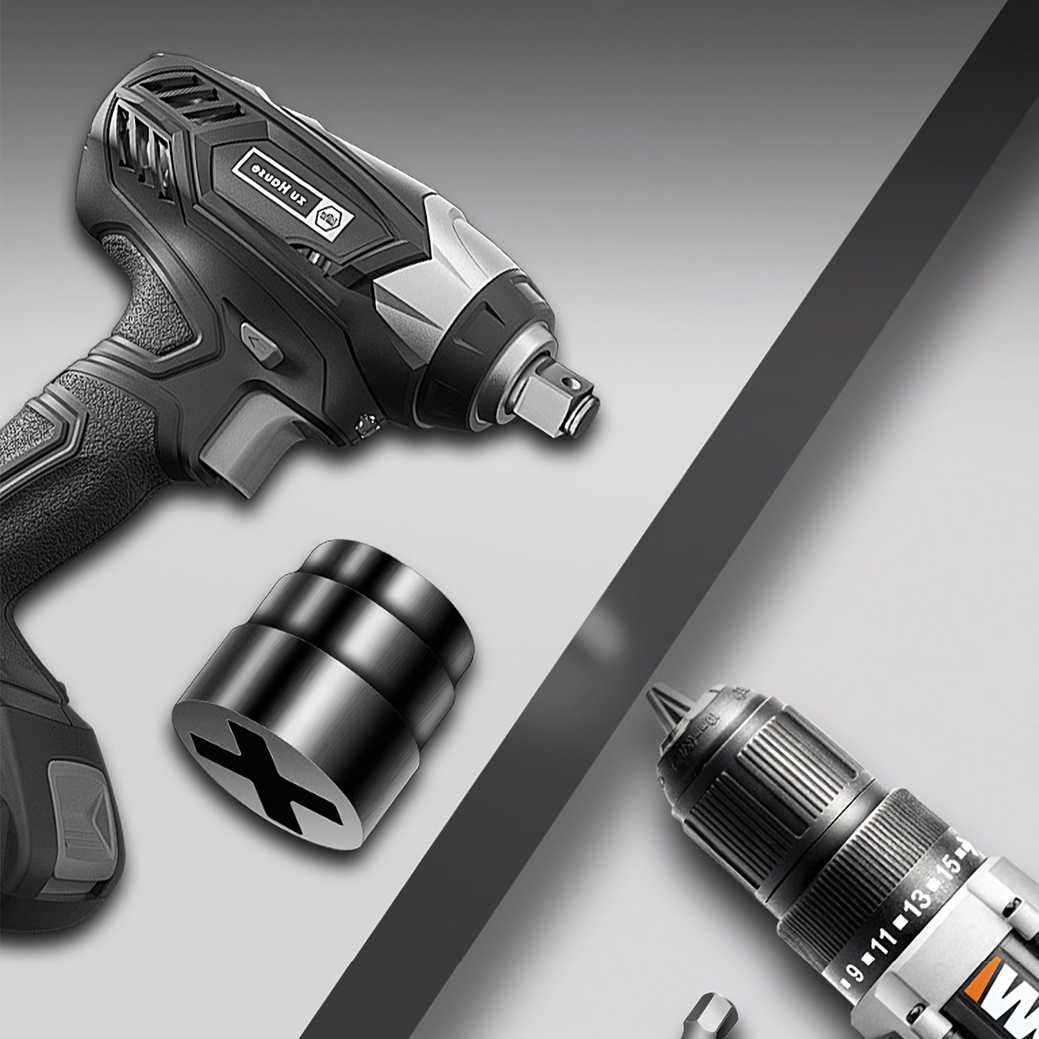 2-Piece Jack Wrench Tool Set – Essential Home Maintenance Accessory, Includes 1 Socket Wrench + 1 Hex Pneumatic Screwdriver | Multi-Purpose Hand Tool for Home Maintenance, Tire Change, Garage Repair & Emergency Fixes