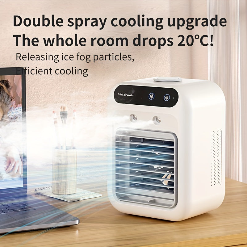 NIJ USB Desk Fan & Air Cooler, Portable Personal Cooling Fan USB Powered, Lightweight Desktop Cooler for Home Office Dorm Travel, Quiet Mini Desk Fan Built-in Lithium Battery Filter-Free, Energy Saving Cooling Device