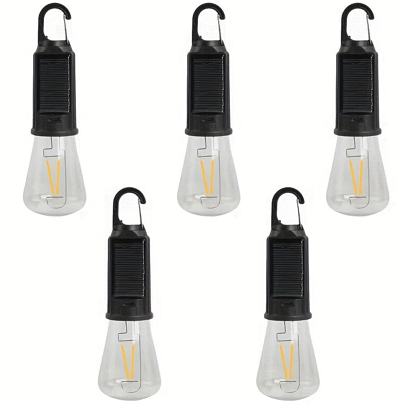 3/5-pack solar bulbs, LED camping light, 3 lighting modes, built-in battery, outdoor hanging tent light, portable solar lantern, suitable for camping, hiking, fishing, festivals