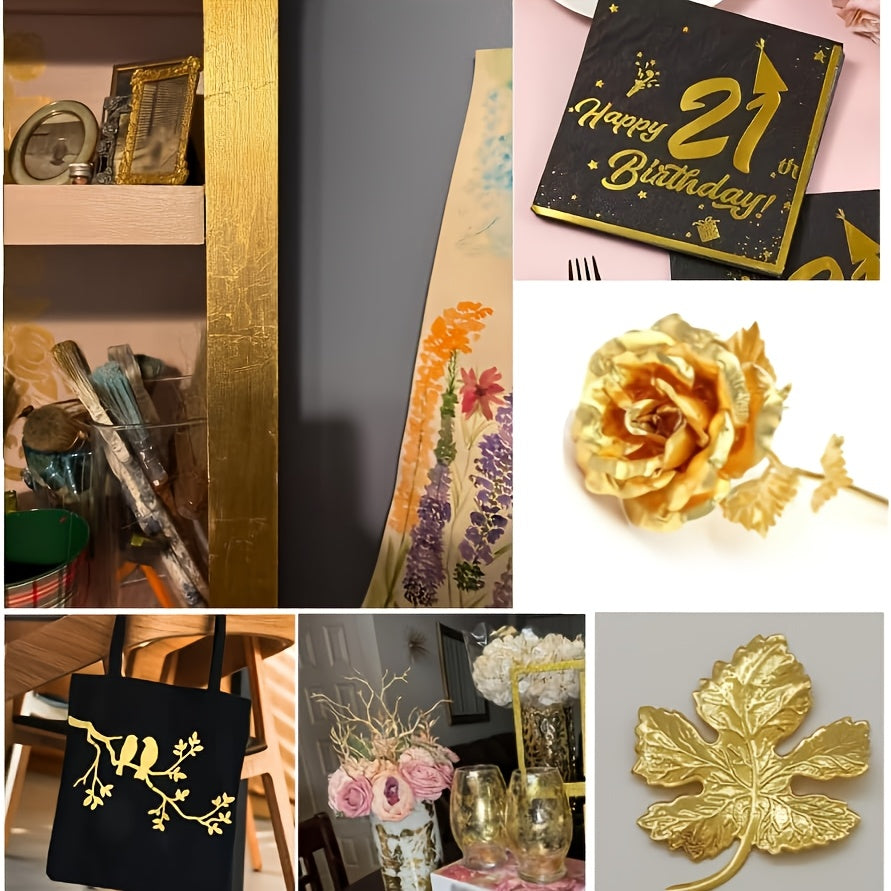 50片金箔纸（3.15英寸×3.35英寸），仿金箔纸，适用于树脂工艺品、美甲、史莱姆、剪贴簿、画布绘画、DIY艺术鎏金雕像、家具及墙面装饰