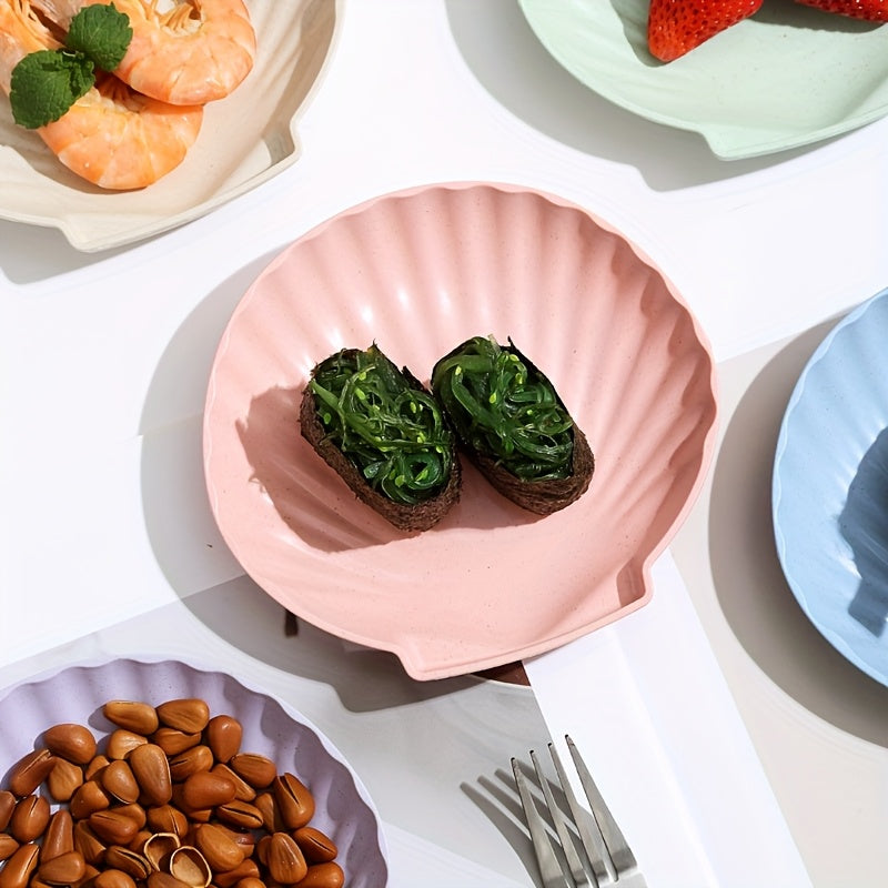 10Pcs, Shell-Shaped Plates, Multi-Purpose, Lightweight Unbreakable, Food Tray for Fruit, Salad, Dessert, Cake, Chips, Party, Outdoor Camping, Small Plates for Groups